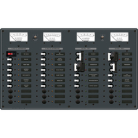 8086     Blue Sea 8086 AC 3 Sources +12 Positions/DC Main +19 Position Toggle Circuit Breaker Panel - White Switches     14572