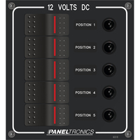 9960018B     Paneltronics Waterproof Panel - DC 5-Position Illuminated Rocker Switch & Circuit Breaker     45293