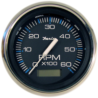 33732     Faria Chesapeake Black 4" Tachometer w/Hourmeter - 6000 RPM (Gas) (Inboard)     54622