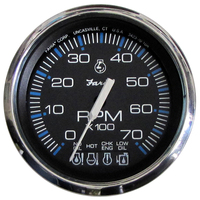 33750     Faria Chesapeake Black SS 4" Tachometer w/Systemcheck Indicator - 7000 RPM (Gas) f/ Johnson / Evinrude Outboard)     54624