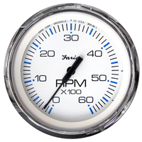 33807     Faria Chesapeake White SS 4" Tachometer - 6000 RPM (Gas) (Inboard &amp; I/O)     54638