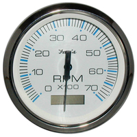 33840     Faria Chesapeake White SS 4" Tachometer w/Hourmeter - 7000 RPM (Gas) (Outboard)     54643