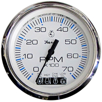 33850     Faria Chesapeake White SS 4" Tachometer w/Systemcheck Indicator - 7000 RPM (Gas) (Johnson/Evinrude Outboard)     54644