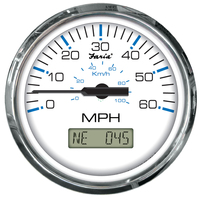 33826     Faria Chesapeake White SS 4" Speedometer w/LCD Heading Display- 60MPH (GPS)     54646