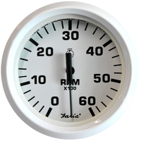 33103     Faria Dress White 4" Tachometer - 6000 RPM (Gas) (Inboard &amp; I/O)     54659