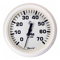 33104     Faria Dress White 4" Tachometer - 7000 RPM (Gas) (All Outboards)     54660