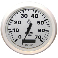 33140     Faria Dress White 4" Tachometer w/Hourmeter - 7000 RPM (Gas) (Outboard)     54664