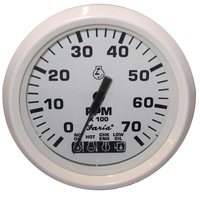 33150     Faria Dress White 4" Tachometer w/Systemcheck Indicator - 7000 RPM (Gas) (Johnson / Evinrude Outboard)     54665