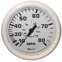 33113     Faria Dress White 4" Speedometer - 80MPH (Pitot)     54667