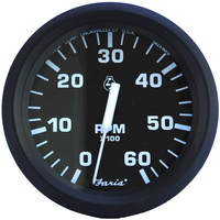 32804     Faria Euro Black 4" Tachometer - 6,000 RPM (Gas - Inboard & I/O)     54680