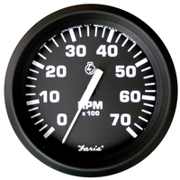 32805     Faria Euro Black 4" Tachometer - 7,000 RPM (Gas - All Outboard)     54681