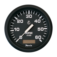 32832     Faria Euro Black 4" Tachometer w/Hourmeter - 6,000 RPM (Gas - Inboard)     54684