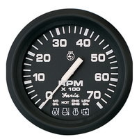 32850     Faria Euro Black 4" Tachometer w/Systemcheck 7000 RPM (Gas) f/ Johnson / Evinrude Outboard)     54686