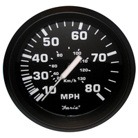 32812     Faria Euro Black 4" Speedometer - 80MPH (Pitot)     54689