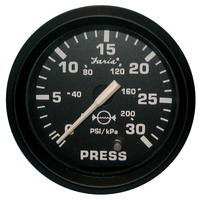 12810     Faria Euro Black 2" Water Pressure Gauge (30 PSI)     54692