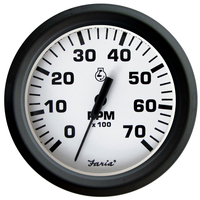 32905     Faria Euro White 4" Tachometer 7000 RPM (Gas) (Outboards)     54701