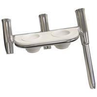 88148     Tigress Offset Triple Rod Holder w/Cup Holders - Port Side - Polished Aluminum     71808