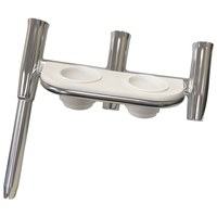 88148-1     Tigress Offset Triple Rod Holder w/Cup Holders - Starboard Side - Polished Aluminum     71809