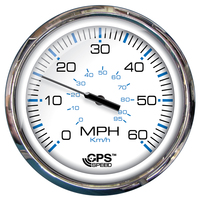 33861     Faria Chesapeake White SS 5" Speedometer - 60 MPH (GPS)(Studded)     75475