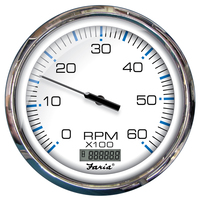 33863     Faria Chesapeake White SS 5" Tachometer w/Digital Hourmeter - 6000 RPM (Gas) (Inboard)     75476