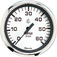 36004     Faria Spun Silver 4" Tachometer (6000 RPM) (Gas Inboard &amp; I/O)     76395