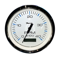 33834     Faria Chesapeake White SS 4" Tachometer w/Hourmeter (4000 RPM) (Diesel) (Mech. Takeoff &amp; Var. Ratio Alt)     76727