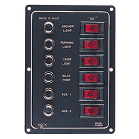 422800-1     Sea-Dog Aluminum Circuit Breaker Panel - 6 Circuit     79022