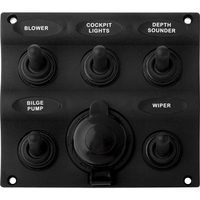 424605-1     Sea-Dog Nylon Switch Panel - Water Resistant - 5 Toggles w/Power Socket     79026