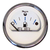 13818     Faria Chesapeake White SS 2" Fuel Level Gauge - Metric (E-1/2-F)     80116