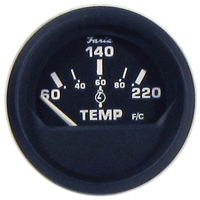 12819     Faria Euro Black 2" Cylinder Head Temperature Gauge (60 to 220&deg; F) with Sender     80149