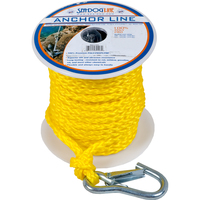 304210100YW-1     Sea-Dog Poly Pro Anchor Line w/Snap - 3/8" x 100' - Yellow     82957