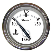 25002     Faria Newport SS 2" Water Temperature Gauge - 100&deg; to 250&deg; F     87940