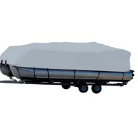 77516S-11     Carver Sun-DURA&reg; Styled-to-Fit Boat Cover f/16.5' Pontoons w/Bimini Top &amp; Rails - Grey     91129