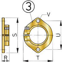 Vetus Marine Part     FLK25     Mounting flange for bronze stern tube, Ø 25 mm