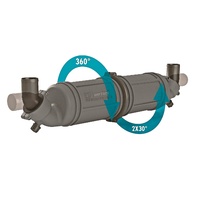 Vetus Marine Part     NLPH40     Rotatable waterlock/muffler type NLPH, horizontal, with rotating inlet and outlet for Ø 40 mm hose